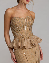 Silver Gold peplum gown detail