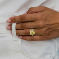 9.52 Carat, Fancy Yellow, Cocktail Ring, asscher cut