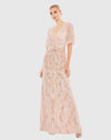Mac Duggal #9064 Embellished Cap Sleeve Faux Wrap Gown - Blush