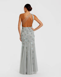 Mac Duggal #9168 Sage embellished trumpet gown open back