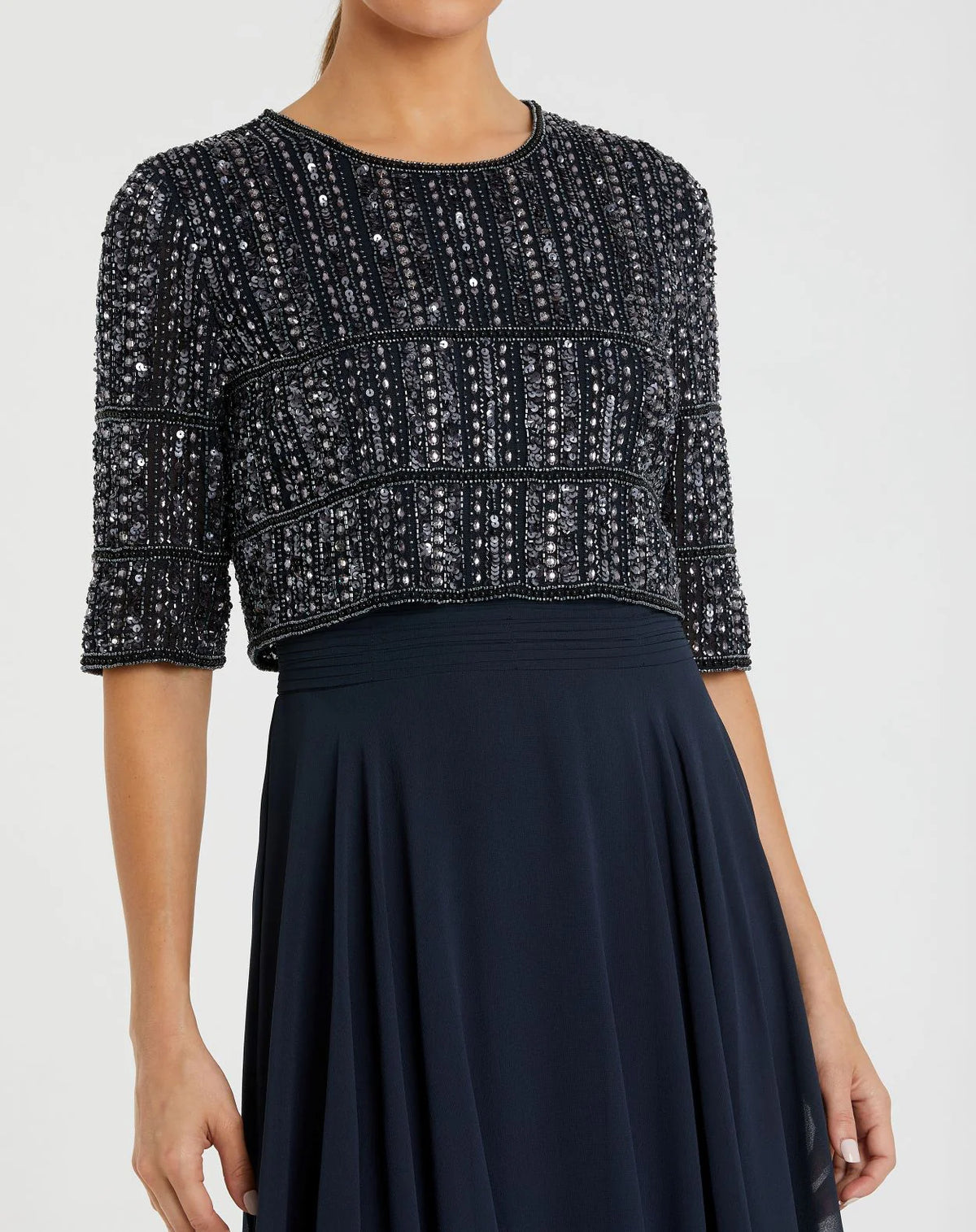 Chiffon Beaded Gown - Midnight