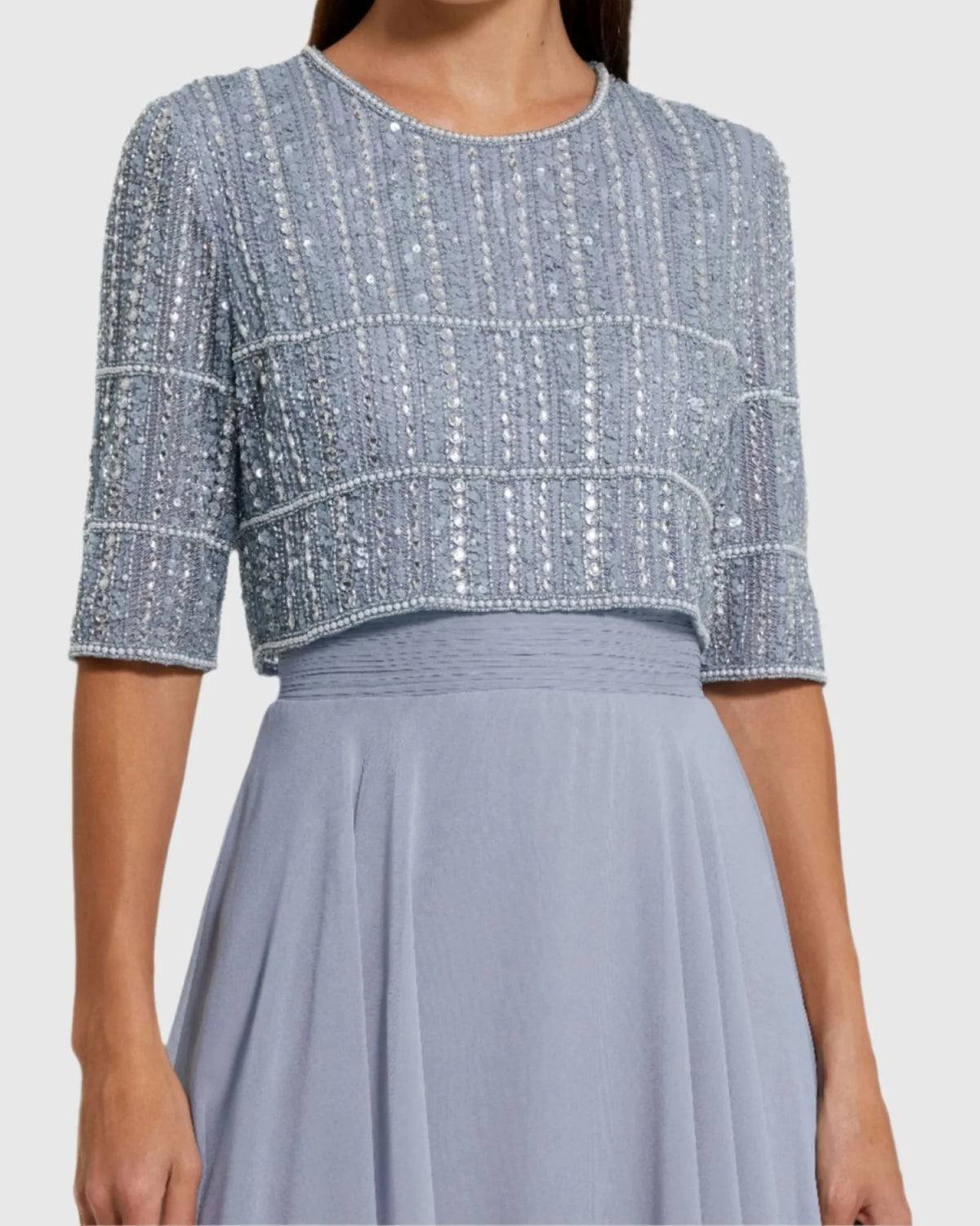 Chiffon Beaded Gown - Blue