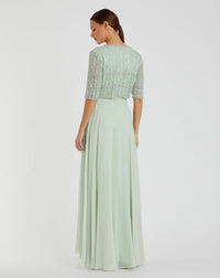 Chiffon Beaded Gown - Nude