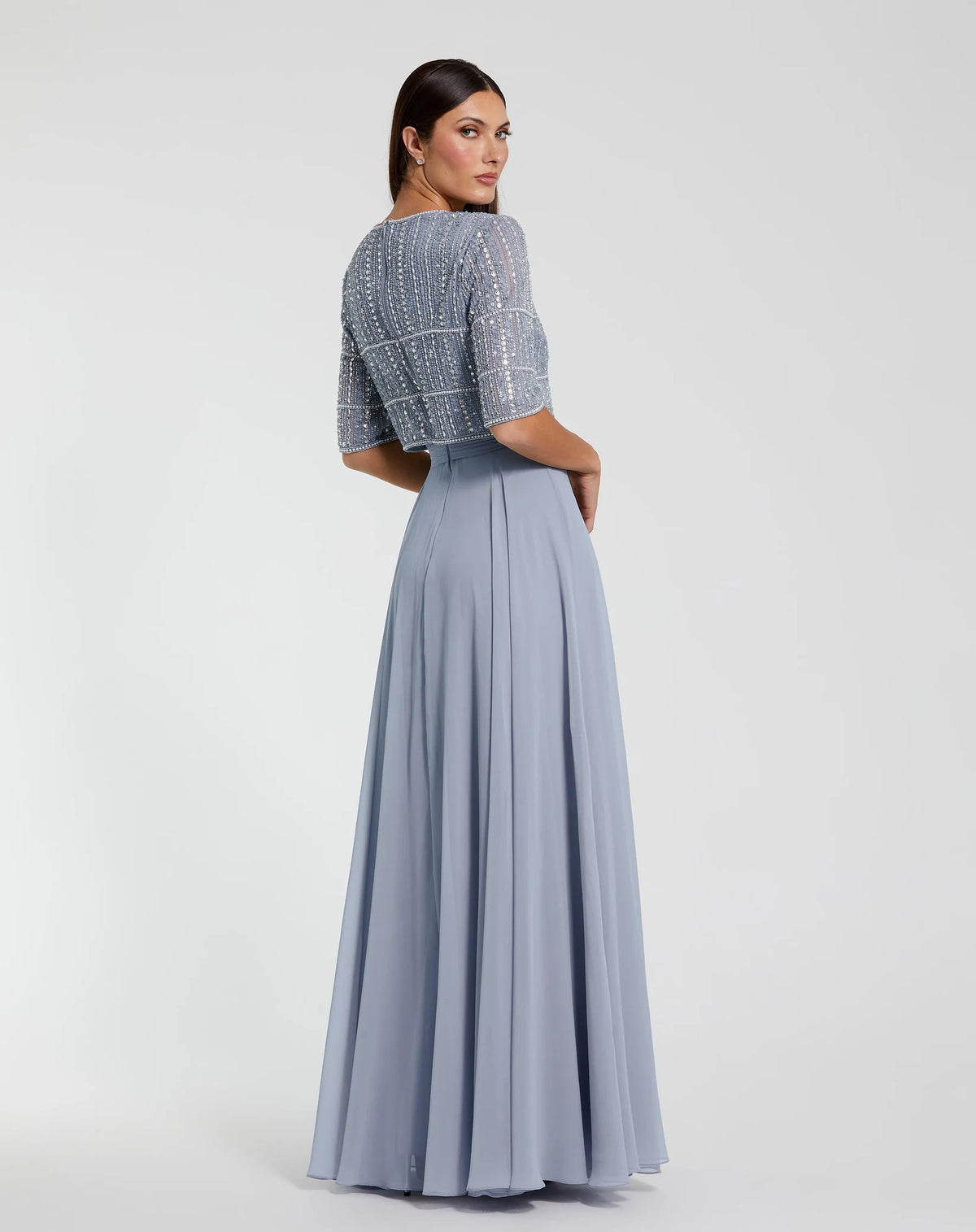 Chiffon Beaded Gown - Midnight
