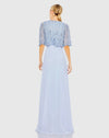 Beaded Overlay A-Line Gown - Red
