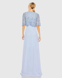 Beaded Overlay A-Line Gown - Red
