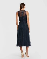 Mac Duggal Midnight High Neck Sleeveless Embelished A Line Dress #9222