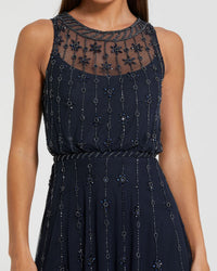 Mac Duggal Midnight High Neck Sleeveless Embelished A Line Dress #9222