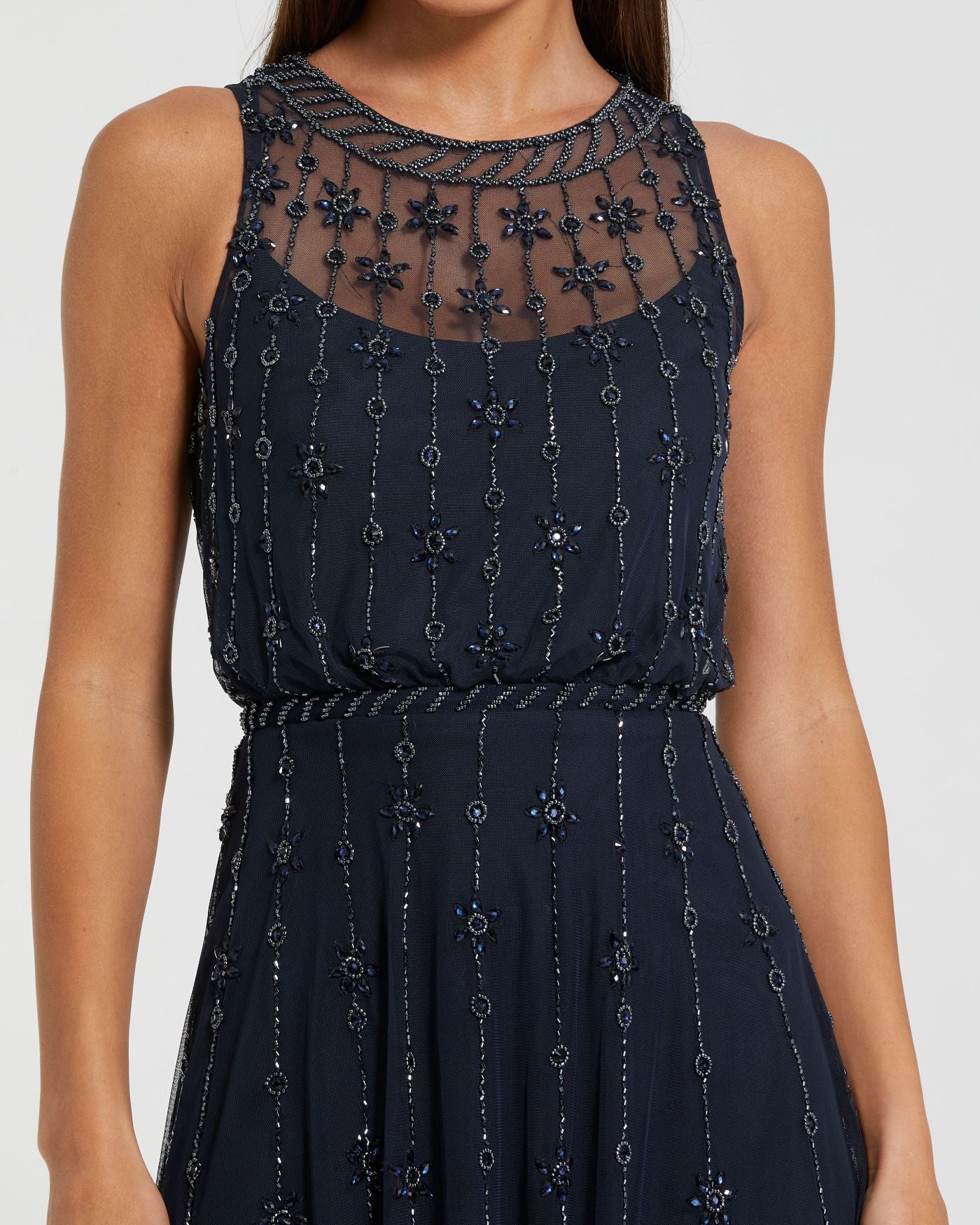 Mac Duggal Midnight High Neck Sleeveless Embelished A Line Dress #9222