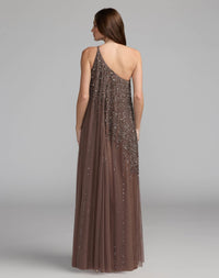 One Shoulder Embellished Trapeze Gown