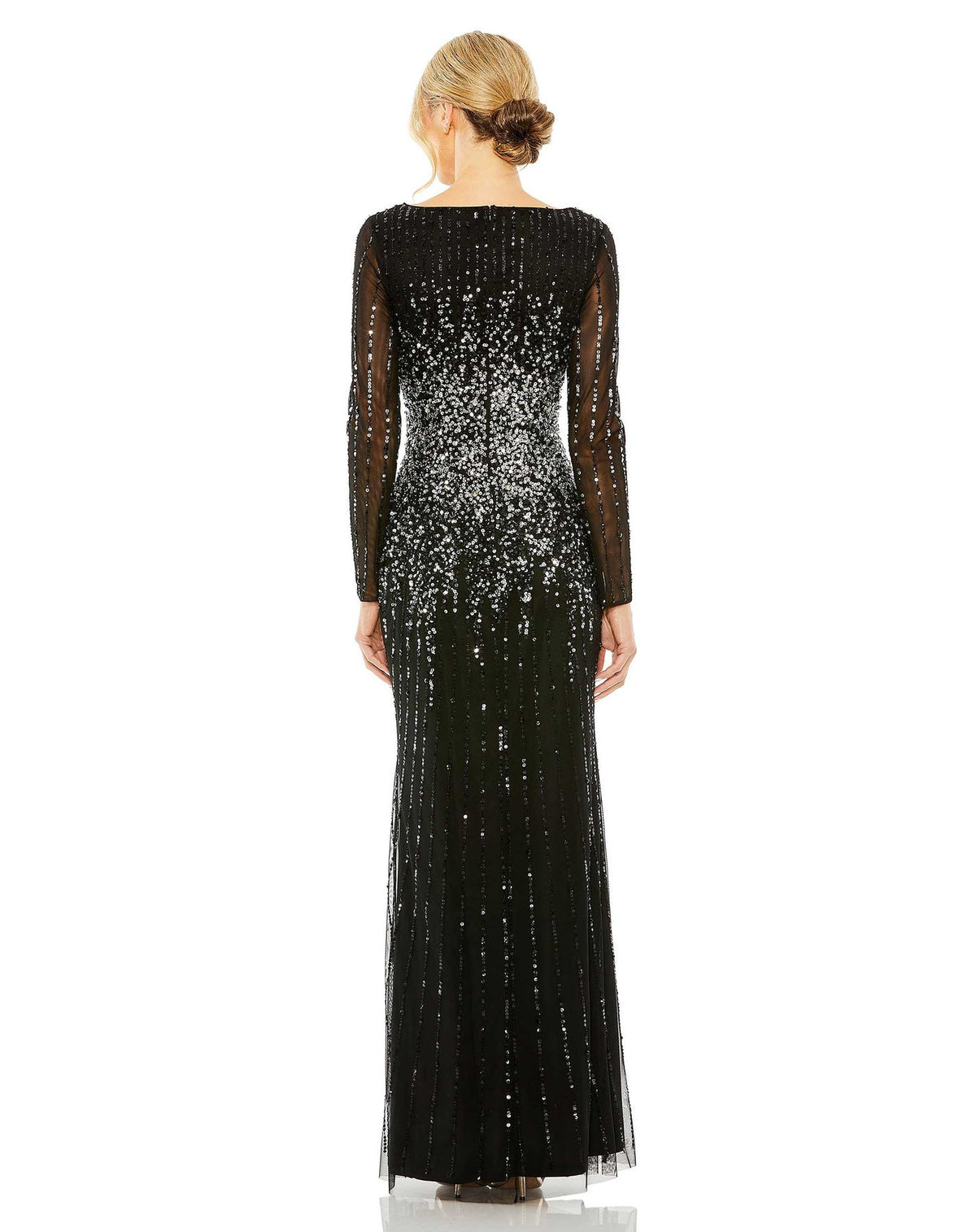 Mac Duggal Style #30763 High neck sequin embellished A-line dress - Black back view