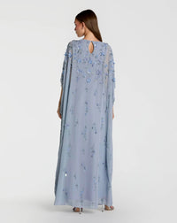 Mac Duggal #9242 powder blue floral embellished kaftan gown