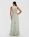 Mac Duggal Green Floral Embellished High Neck Sleeveless Gown Seafoam #9334