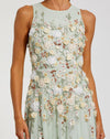 Mac Duggal Green Floral Embellished High Neck Sleeveless Gown Seafoam #9334