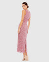 Geometric Patterned Sequin Midi Dress - Rosewood