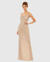 Beaded Spaghetti Column 90's Gown - White