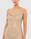 Beaded Spaghetti Column 90's Gown - White