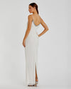 Beaded Spaghetti Column 90's Gown - White