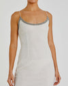 Beaded Spaghetti Column 90's Gown - White