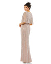 Sequin V Neck Cape Gown - Slate Blue
