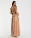 Beaded illusion puff sleeve gown - Gold