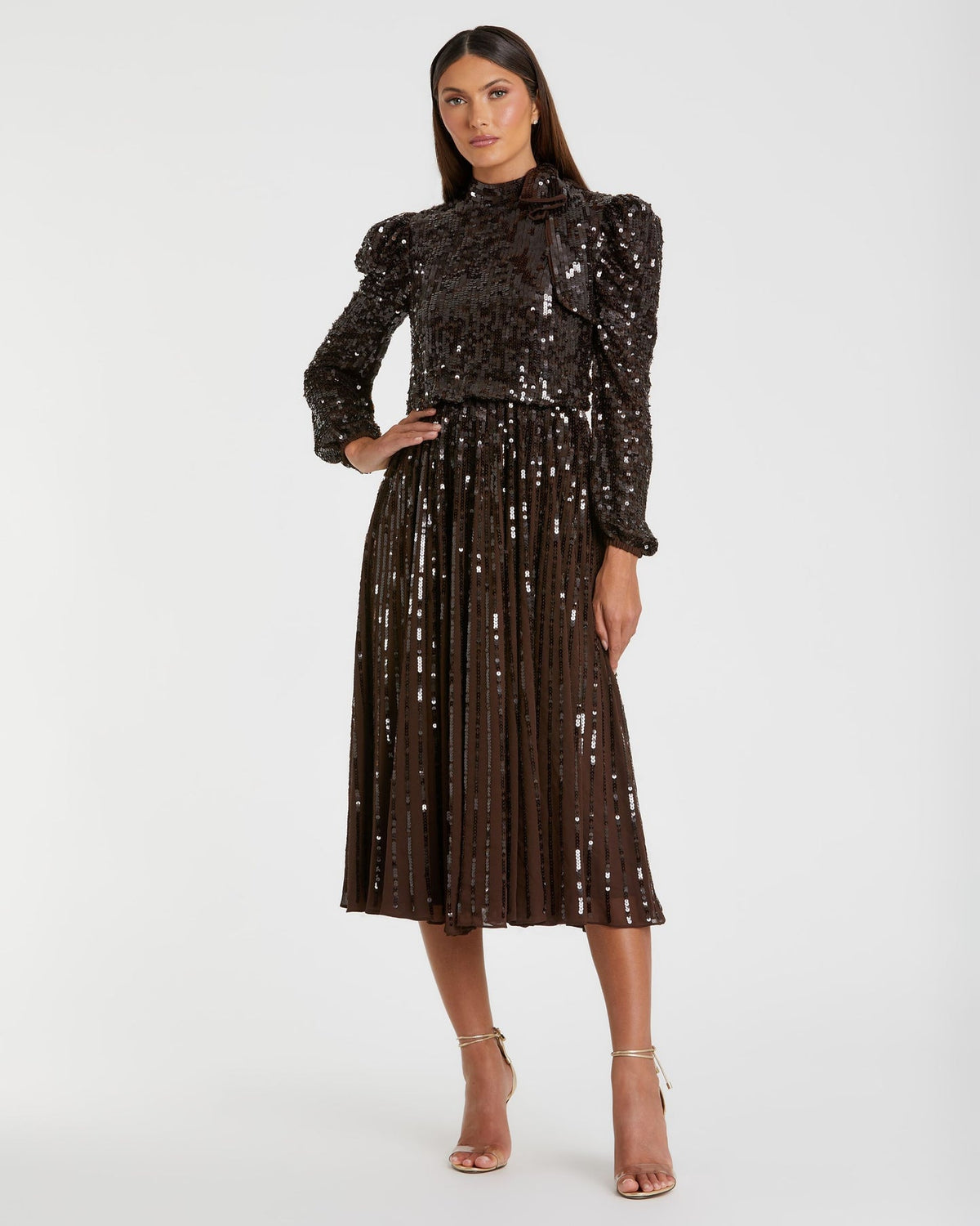 Mac Duggal, Long Sleeve Sequin Tea Length Modest Dress Brown Sequin #93642 Dark Chocolate | Shop Prom Dresses, Wedding Guest Dresses, and Black Tie Evening Gowns Online at SHAIDE! Shaide Boutique Mac Duggal, Long Sleeve Sequin Tea Length Modest Dress Brown Sequin #93642 Dark Chocolate | Shop Prom Dresses, Wedding Guest Dresses, and Black Tie Evening Gowns Online at SHAIDE! Shaide Boutique