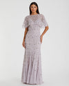 Embellished Cape Gown - Lilac