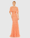 Embellished Cape Gown - Coral