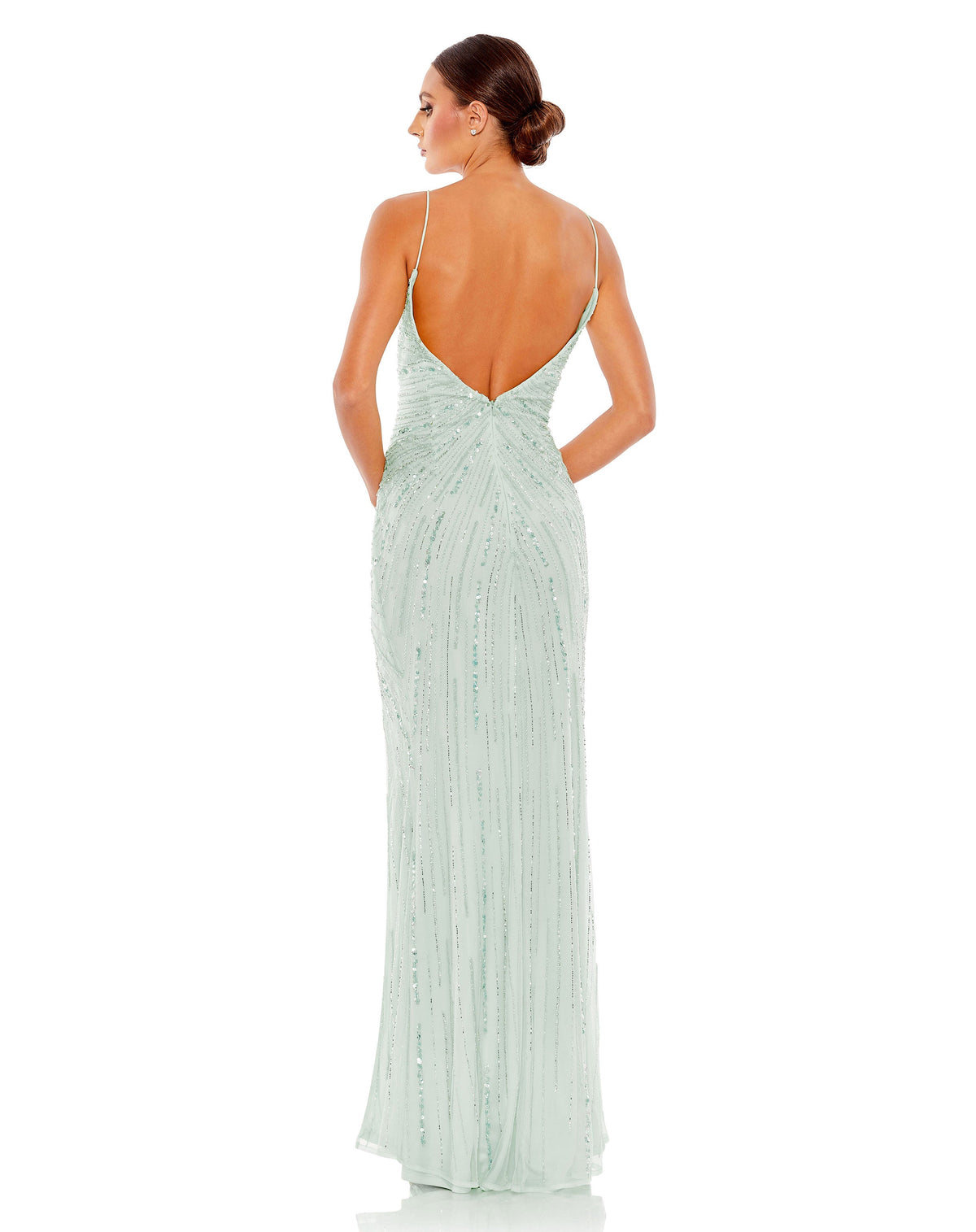 Beaded sleeveless wrap gown - Buttercream - Sale