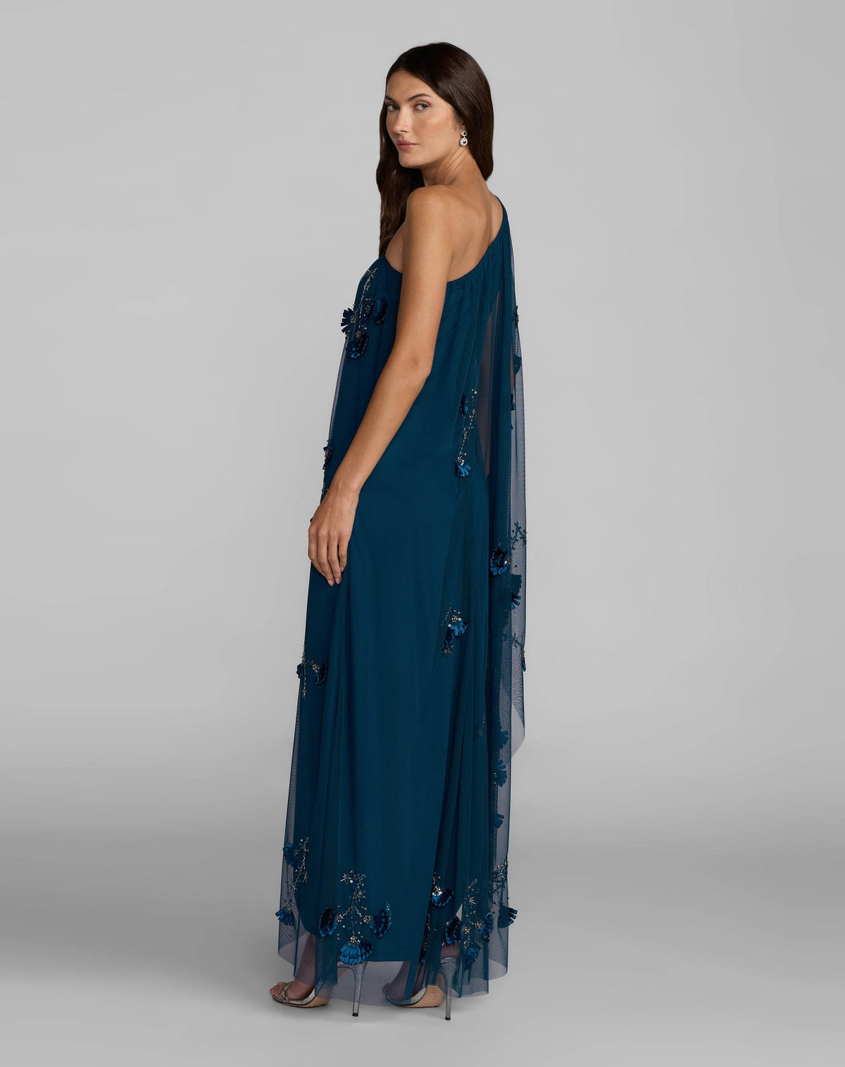 Sheer-cape-sleeve-dress-with-ribbon-applique-and-beadwork-9374