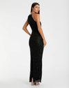 Beaded Sleeveless High Neck Column Gown - White