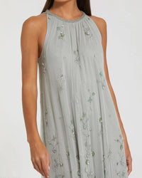 Mac Duggal 9382 Sage high neck floral embellished trapeze gown - Close up detail
