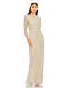 Long sleeve high neck beaded gown - Jade