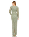 Long sleeve high neck beaded gown - Jade