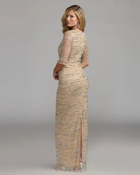 Beaded Fringe Column Gown