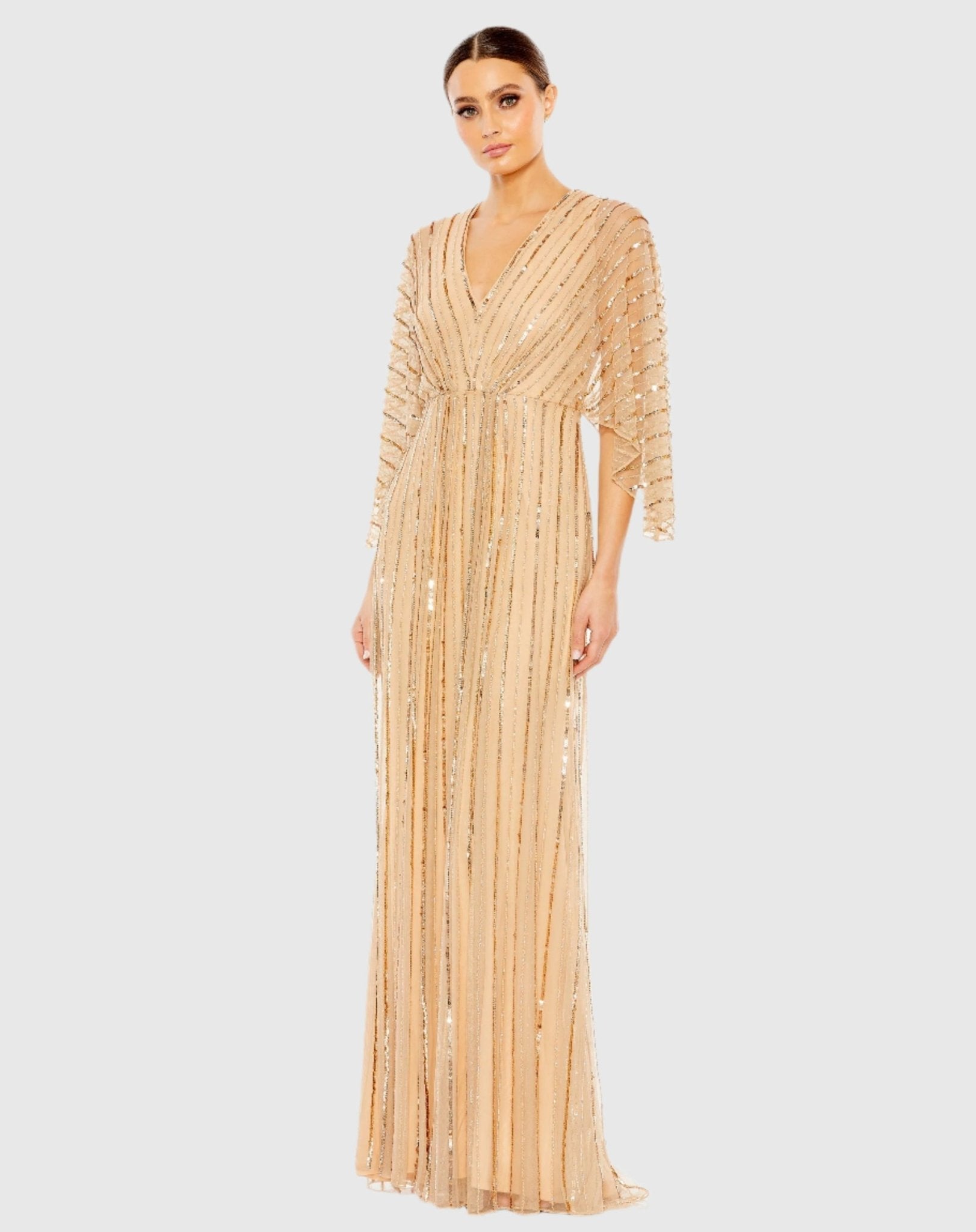 kimono sleeve evening dress Beaded Kimono Sleeve Gown by Mira Couture in Chicago