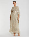 Mac Duggal, Embellished column cape evening gown - champagne #93869 