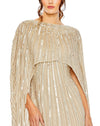 Embellished sequin column cape-effect evening gown - Black