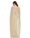 Embellished sequin column cape-effect evening gown - Black