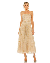 Strapless Embellished A Line Dress - Black
