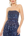 Strapless Hand Embellished Beaded Gown - Emerald