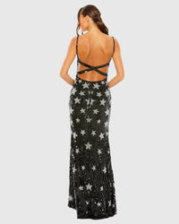 Mac Duggal Black Star Embellished Sleeveless Sequin Gown #93968