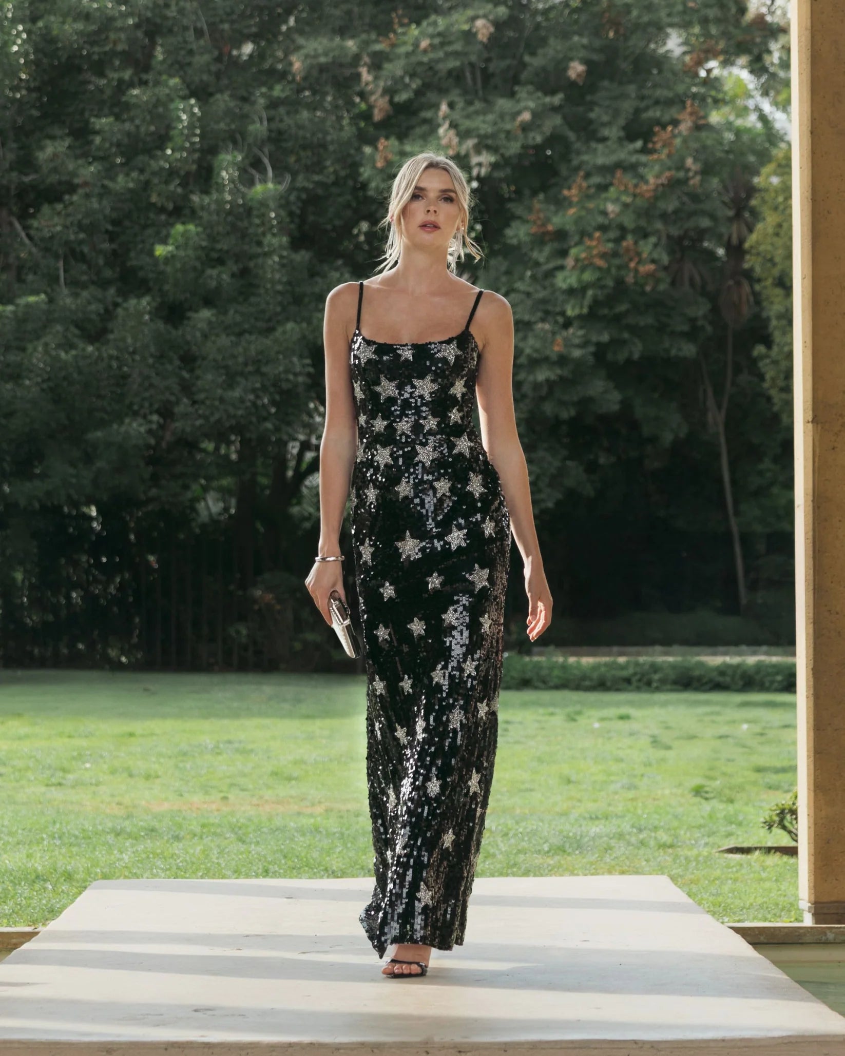 Mac Duggal Black Star Embellished Sleeveless Sequin Gown #93968