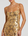 Spaghetti strap sequin embellished criss cross gown - Gold
