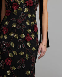 Mac Duggal #9411 velvet bow shoulder detail