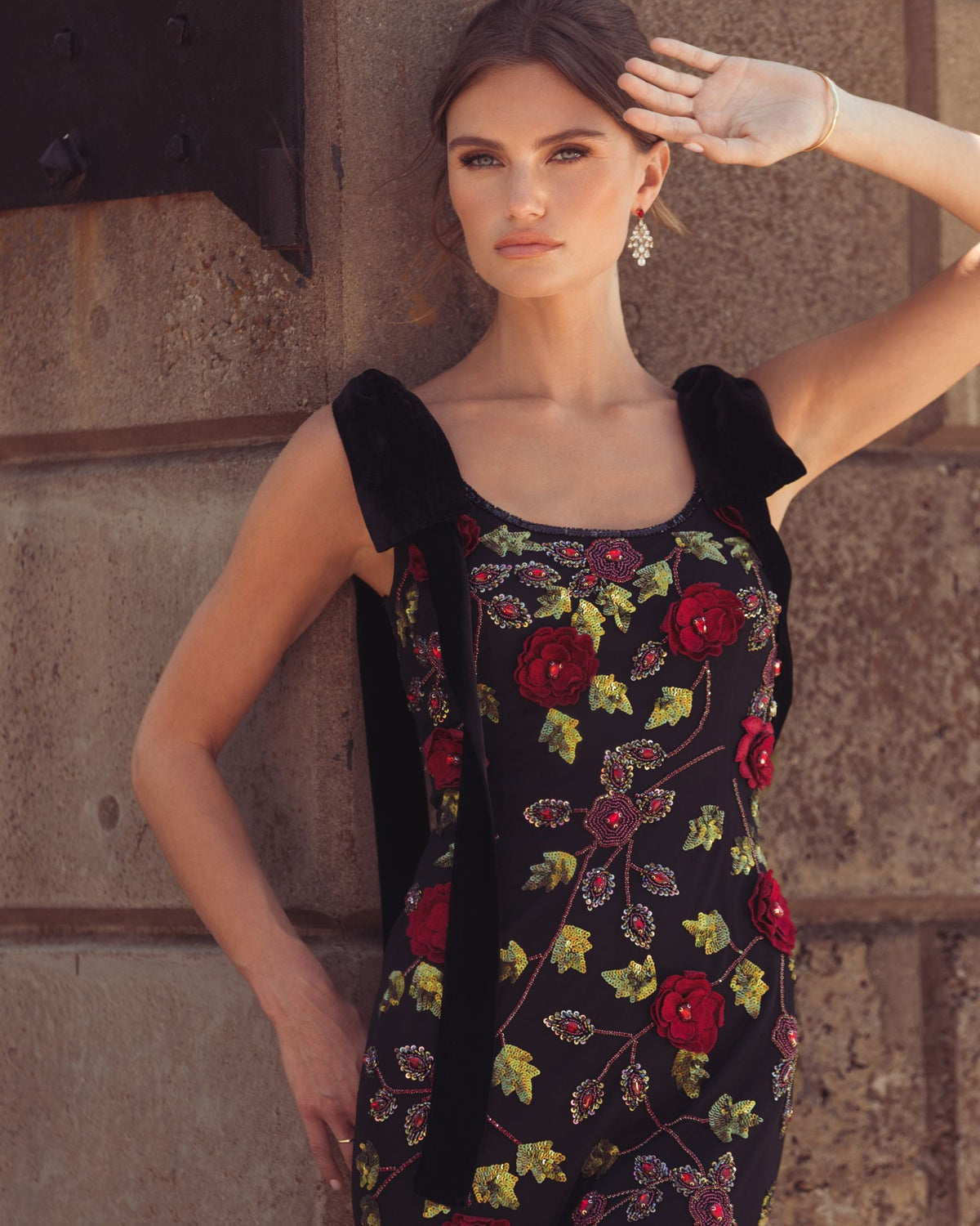 Mac Duggal #9411 black red gown lifestyle