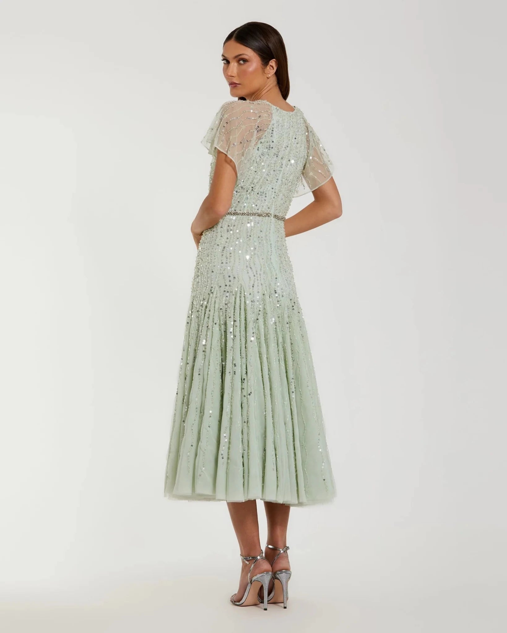 seafoam green party dress Embellished Mini Dress in Seafoam Green - M
