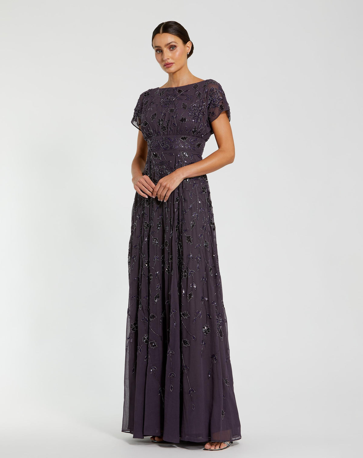 Mac Duggal #94140 Blackberry embellished georgette A-line gown