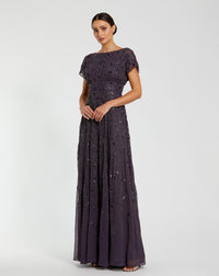 Mac Duggal #94140 Blackberry embellished georgette A-line gown