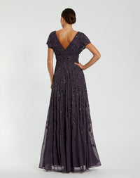 Mac Duggal #94140 Blackberry embellished georgette A-line gown